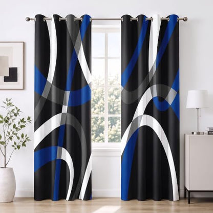 weesire Black and Blue Blackout Curtains, 52 x 96 Inch, Grommet, 2 Panels - color: P1-blue, size: 52"W x 96"L (Pack of 2)