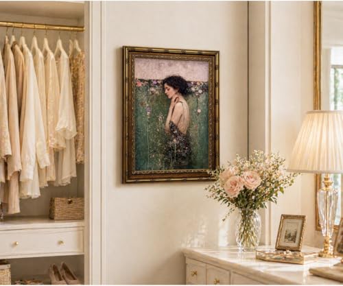 dzbLuck Ophelia Wall Art Gold Frame, Dark Academia Gothic Female Portrait - color: RetroWomen, size: 8"L x 10"W