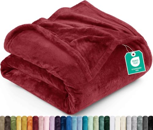 Utopia Bedding Soft Fleece Bed Blanket Throw Size Burgundy (50x60 Inch) - color: Burgundy, size: Throw (50x60 Inch)