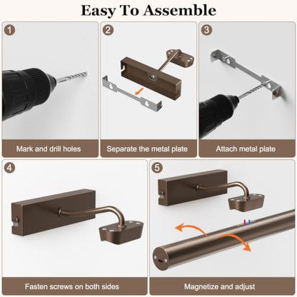 Picture Light for Wall, 4000mAh,13.8 Inch, 2 Pack, Brown - color: Brown