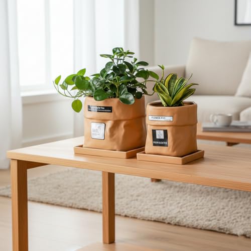 Nihow 6 Inch Ceramic Plant Pot with Drainage & Square Saucer, Terracotta - color: Terracota, size: 6 Inch