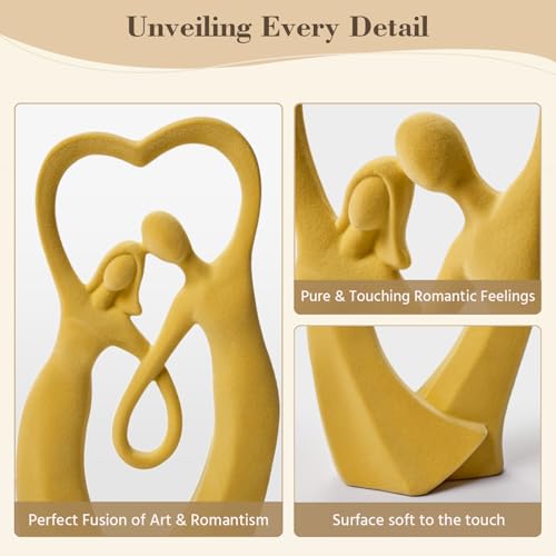 Couple Statue with Soft Flocked Finish, Yellow - color: Couple01-yellow