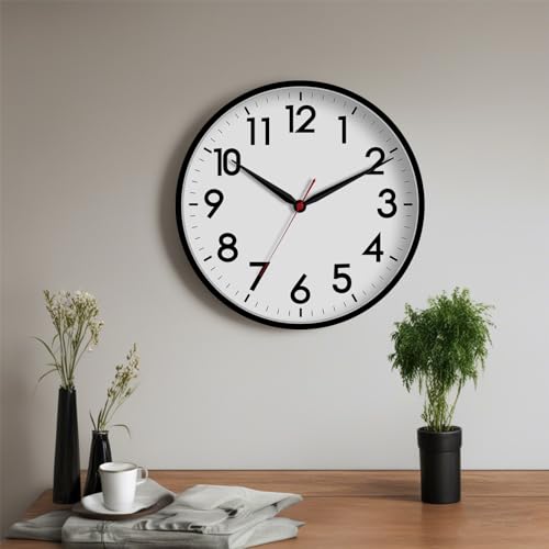 AKCISOT 16 Inch Wall Clock, Silent Battery Operated Analog Clock, Black - color: A_black, size: 16 Inch