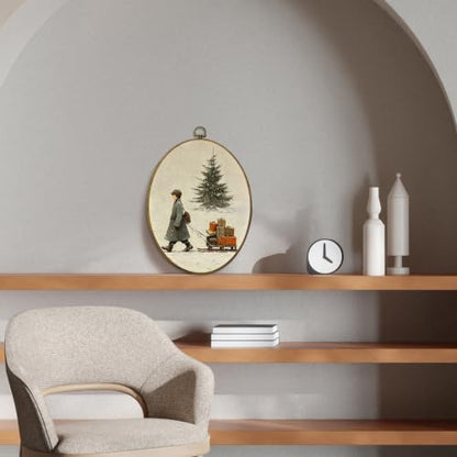 CUANFDDSF Winter Boy Gift Christmas Tree Oval Wall Art Decor 8.6x11.4 Inch - color: Colour 20