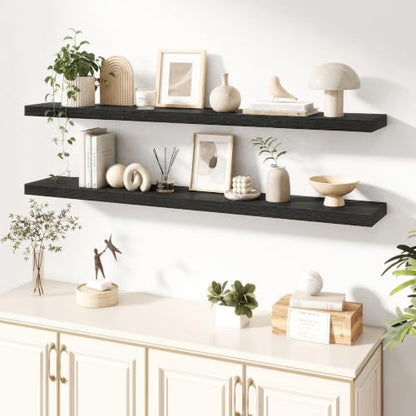 Dreamland 55 Inches Wall Mounted Wood Floating Shelves, Black, 2 Pack - color: Black, size: 55in