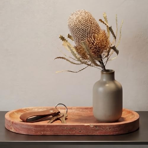 YKAJO Rosso Levanto Red Oval Marble Tray, 11.8x5.9 Perfume Organizer Dish - color: Rosso Levanto Red, size: 11.8" x 5.9" x 0.6"