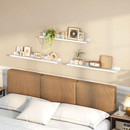 HOOBRO Floating Shelves, Wall Shelf Set of 3, 35.4 Inches Hanging Shelf - color: White, size: 35.4 Inches