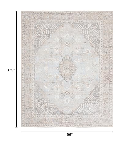SAFAVIEH Area Rug 8x10 - Restoration Vintage Collection - Large - Beige & Sand, Handmade Wool & Viscose, Ideal for Living Room, Bedroom, Office, Dining Space (RVT703B) - size: 8' x 10' (Rectangular)