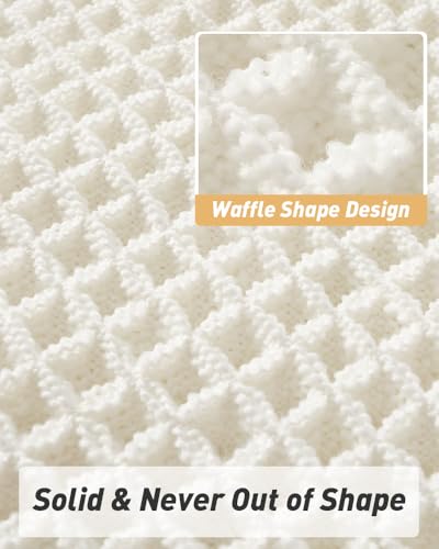 Upgraded Waffle Bath Mat Ultra Absorbent Non Slip Bathroom Mat, 17" x 24" - color: White, size: 17" x 24"