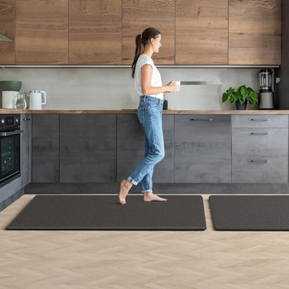 Kitchen Mat 2PCS Kitchen Rugs Cushioned Anti-Fatigue Rug Standing Desk Mat - color: Dark Grey, size: 47"L x 17.3"W x 0.4"Th