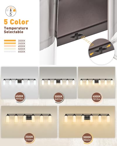 HWH Bathroom Light Fixtures 6-Light, Oil-Rubbed Bronze, 5HLT63B-6W-LED ORB - color: ORB + LED, size: 6 Lights