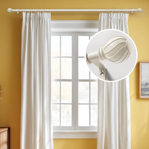 White Curtain Rods Set 2 Pack for Windows 72 to 144 Inch Long - color: White, size: 36"-150"|2 Pack
