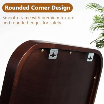Walnut Wood Floor Mirror, 63 x 18 in - color: Walnut