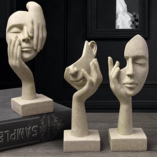 3 Pcs Thinker Statue,Modern Home Sculptures,Collectible Figurines - color: 3 Pcs Sandstone-2