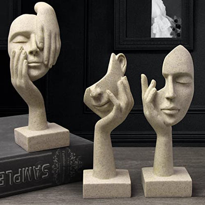 3 Pcs Thinker Statue,Modern Home Sculptures,Collectible Figurines - color: 3 Pcs Sandstone-2