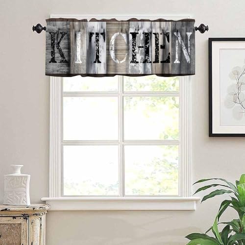 Farmhouse Wooden Kitchen Valance Curtains, Rustic Country Board Plank Window Curtain Valances for Dinning Room Living Room Restaurant, 54x18 Inch - color: Kitchen-8, size: 53"W x 18"L (Pack of 1)