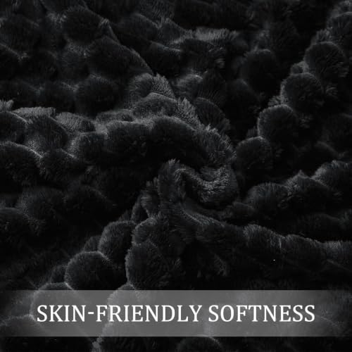Exclusivo Mezcla Large 3D Fleece Throw Blanket for Couch, Black - color: Black, size: Throw ( 50x70 IN )