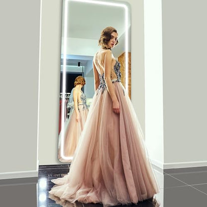 Antok 71"x28" LED Full Length Mirror, Lighted Floor Mirror, Rect - size: 71"L x 28"W, style: Rect Style