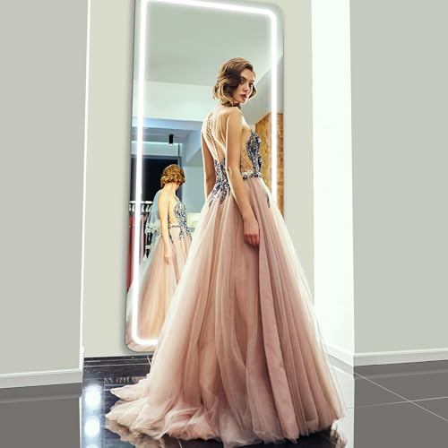 Antok 58"x18" LED Full Length Mirror, Lighted Floor Mirror, Rect - size: 58"L x 18"W, style: Rect Style