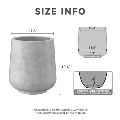 Kante Pale Gray Concrete Planter 13" Dia All-Weather Round Accent Pot - color: Gray Concrete, size: 13" D
