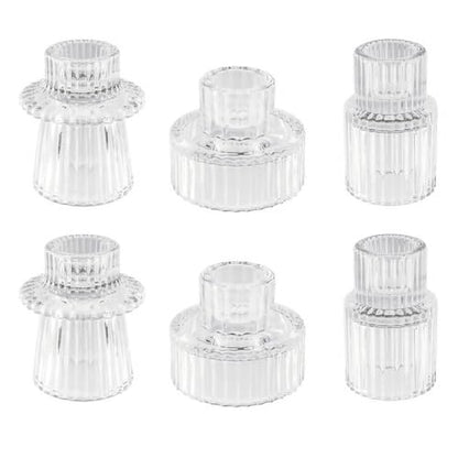 Glass Candlestick Holders, Taper Candle Holders, Set of 6, Clear - color: Clear, size: 6 PCS