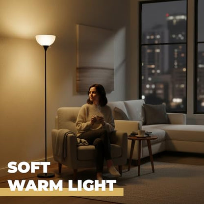 LALISU Floor Lamp, Standing Lamps with White Plastic Shade, Led Floor Lamp - color: ALL Black