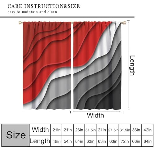 Red Grey Ombre Curtains, Modern Geometric Abstract Pattern Texture Window Treatments for Kitchen Bedroom Living Room 2 Panel Sets,42x45 Inch Decor - color: Geometric-6, size: 21"W x 44.5"L (Pack of 2)