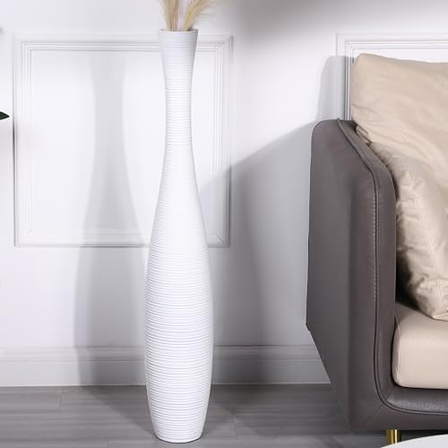 Leewadee Large Floor Vase 34 inches Polyresin for Pampas Grass, Dried Flowers - color: White, size: 34 inches