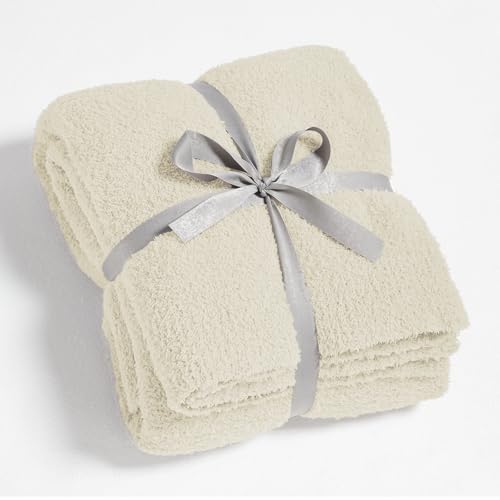 CYMULA Super Soft Knit Throw Blanket Throw Size Beige - Lightweight Plush Fuzzy Fluffy Warm Cozy Blankets and Throws for Sofa Bed All Season Use, 50x60 inches - color: Beige, size: Throw/Travel(50"x60")