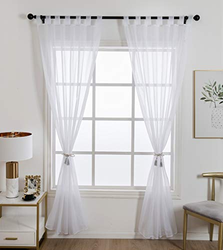 1 Panel Tab Top Voile Sheer Curtain White 102(H) X55(W) in - color: White, size: 55"W x 102"L (Pack of 1)