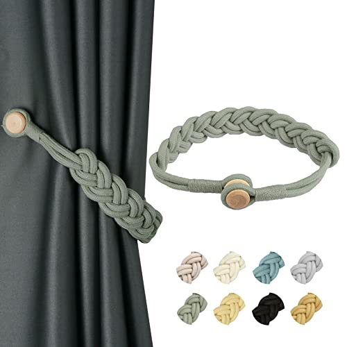 BEL AVENIR Curtain Tiebacks Magnetic 1 Pack Woven Drapery Holdback - color: Silver-1pack