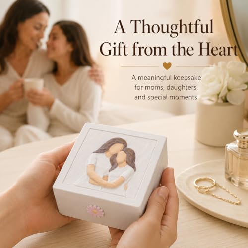 Mother and Daughter Figurines Keepsake Box - Sentimental Jewelry Gift Box for Mom, Grandma, Sister or Best Friend - Unique Birthday, Christmas, Mothers Day Gifts for Women, Female, Girls (Support) - style: Support