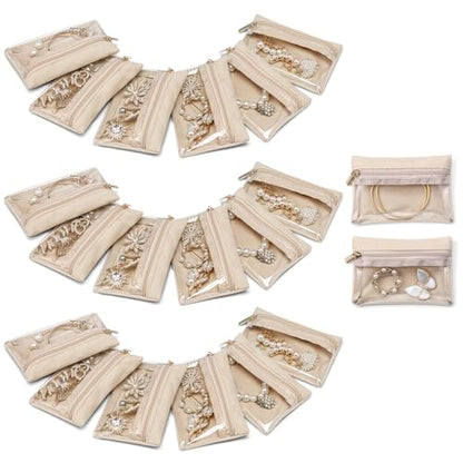VLANDO Travel Jewelry Pouch, 20pcs Clear Velvet Zipper Bag - color: A.20 PCS