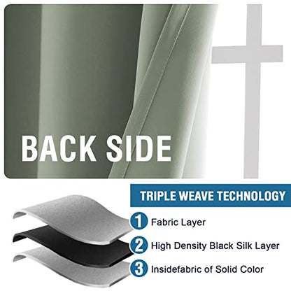 H.VERSAILTEX Blackout Curtains Thermal Insulated Window Treatment Panels Room Darkening Blackout Drapes for Living Room Back Tab/Rod Pocket Bedroom Draperies (2 Panels, Light Sage, 42 x 54 Inch) - color: Light Sage, size: 42"W x 54"L (Pack of 2)