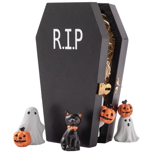 DN DECONATION 5Pcs Halloween Miniature Figurines, Spooky Home Table Decor - color: Pumpkin & Ghost & Cat
