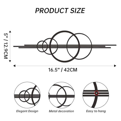YATEASLU Abstract Line Art Wall Decor, Minimalist Circle Metal for Office