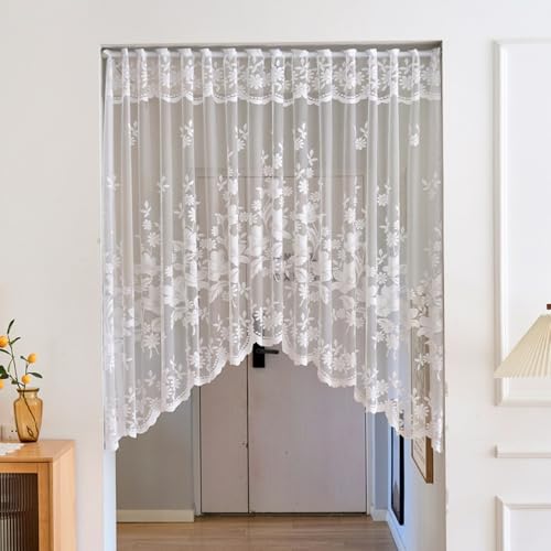 1pc White Lace Arched Swag Sheer Curtain for Doorway Kitchen - size: 63"W x 39"L (Pack of 1)