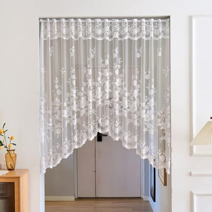 1pc White Lace Arched Swag Sheer Curtain for Doorway Kitchen - size: 63"W x 39"L (Pack of 1)
