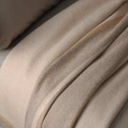 EP Mode 100% Pure Cashmere Throw Blanket for Sofa, Beige Border - color: Beige Border