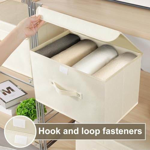 Cloth Storage Baskets with Handles,Beige 15x9.8x9.8in,5 Pack - color: Beige, size: 15x9.8x9.8in(5-pack)