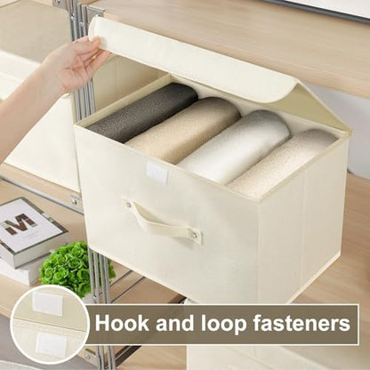 Cloth Storage Baskets with Handles,Beige 15x9.8x9.8in,5 Pack - color: Beige, size: 15x9.8x9.8in(5-pack)