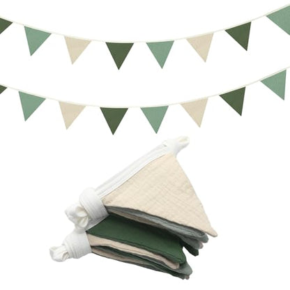 Oudain 2 Pcs Pennant Banner Flags Nursery Garland Triangle, Fresh Natural - color: Fresh Natural Color