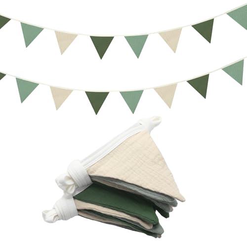 Oudain 2 Pcs Pennant Banner Flags Nursery Garland Triangle, Fresh Natural - color: Fresh Natural Color