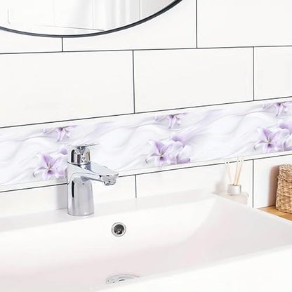 IVN Wallpaper Border Peel and Stick Wall Purple Lily Silk 4x196 Inch - color: Purple Lily Silk