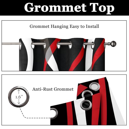 weesire Black and Red Blackout Curtains, 52 x 63 Inch, Grommet, 2 Panels - color: P1-red, size: 52"W x 63"L (Pack of 2)