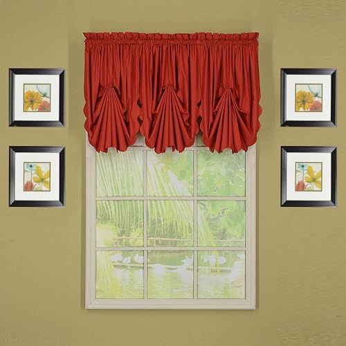 Today's Curtain, Orleans Scallop Curtain, Brick Red Fan Insert, 30" W x 40" L, Brick Red - color: Brick Red, size: 30"W x 40"L (Pack of 1)