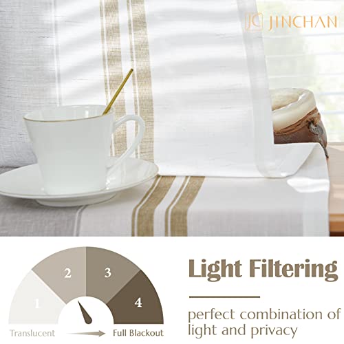 jinchan Linen Pencil Stripe Valances for Window 16 inch,Taupe Grey,1 Panel - color: Pencil Stripe | Taupe Grey, size: 50"W x 16"L (Pack of 1)