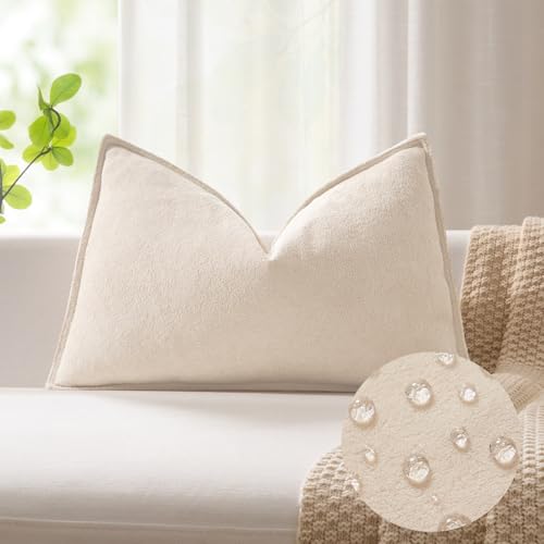 Kevin Textile Soft Waterproof Lumbar Pillow Cover 12"x20" 1 Pack, Beige - color: Beige, size: 20" x 12" (Pack of 1)