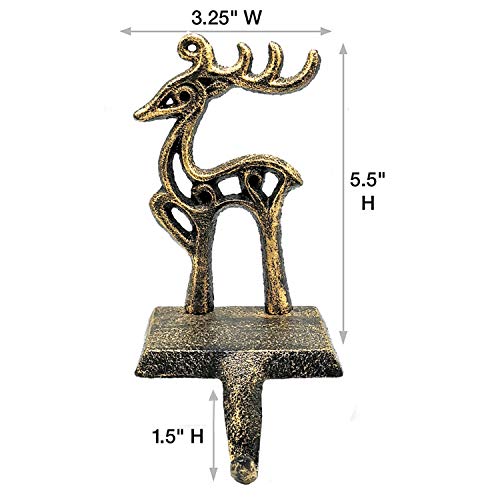 4 Pieces Reindeer Christmas Stocking Holder Christmas Hooks Skid Mantel Hooks Hanger for Fireplace Free Standing Christmas Decorations