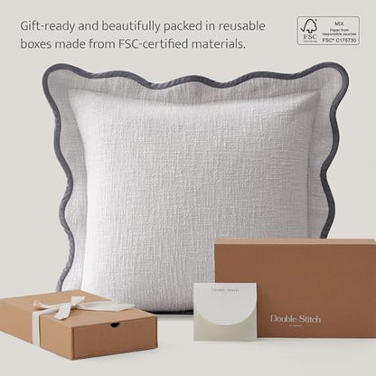 Double Stitch 100% Cotton Scalloped Throw Pillow Covers, Winter Sky - color: Winter Sky, size: 20" x 20" (Pack of 2)